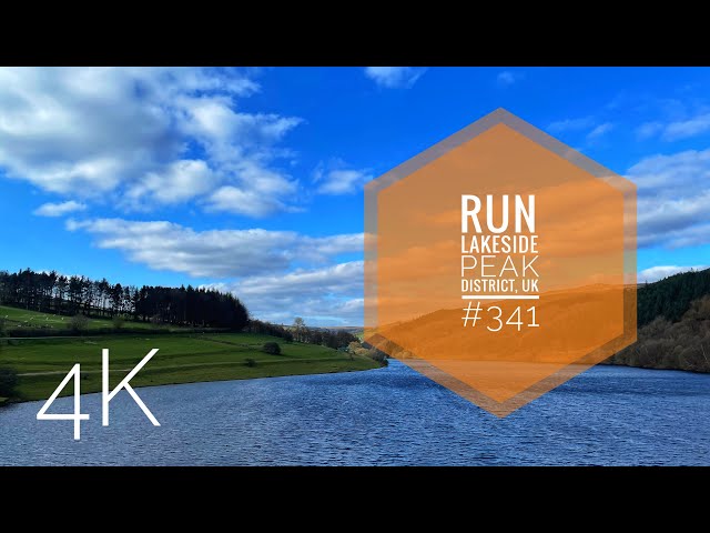 🏃🏽Peak District🇬🇧virtual run. chill music 4K.Lake River Ladybower reservoir, Derbyshire UK Tour