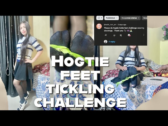 Hogtie Feet tickle challenge wearing stockings socks shoes challenge #livestream #hogtiefeettickling