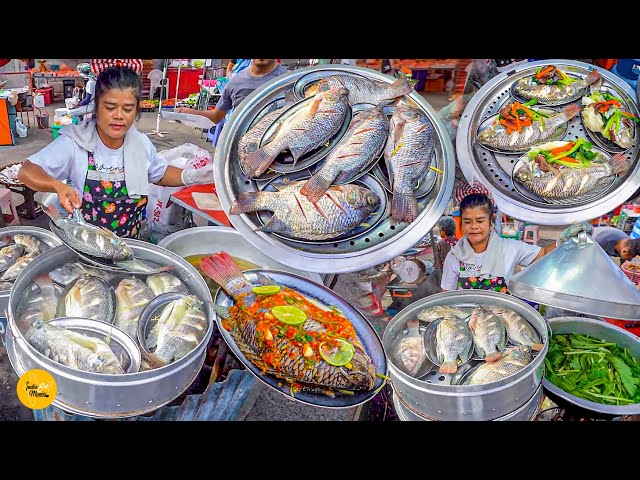 Thai Aunty Selling Healthy Steam Whole Fish In Bangkok l Thailand Street Food