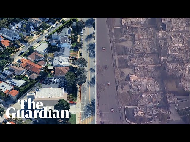 Before and after footage shows extent of LA fires' destruction