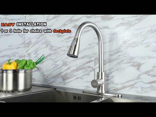 WOWOW Kitchen Faucet with Pull Down Sprayer Kitchen Sink Faucet High Arc with Deck Plate