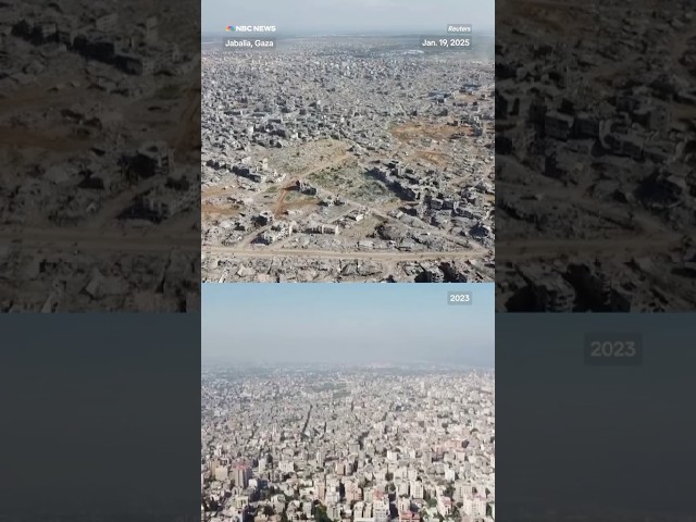 Drone footage shows Gaza before and after Israel's military operation in the Palestinian enclave.