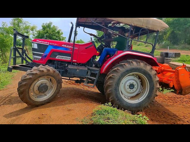 Mahindra Arjun Novo 605 DI-i 4wd Tractor rotary tiller performance || Shaktiman champion Rotavator