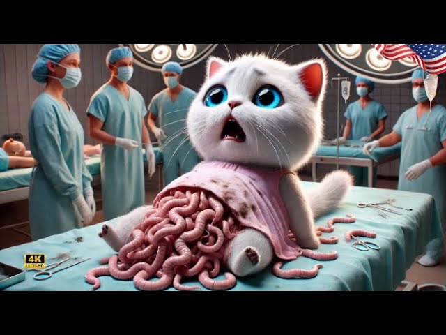 Kitten have many Parasites🐛in their Stomachs in USA😿P2 #cat #ai #catlover #catvideos #cutecat #aicat