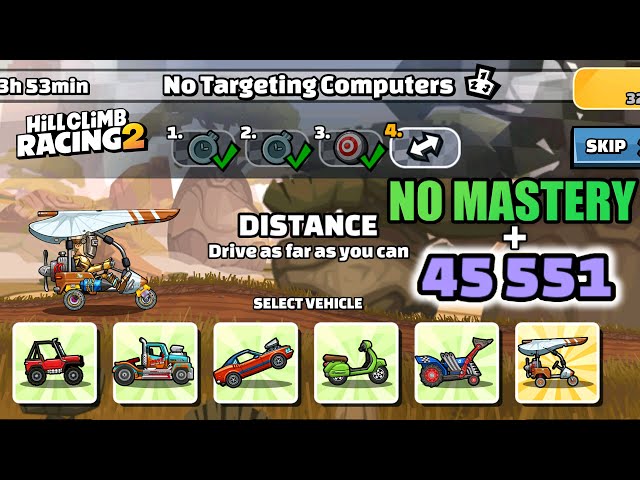 Hill Climb Racing 2 - 45551 points + NO MASTERY TACTIC in NO TARGETING COMPUTERS Team Event