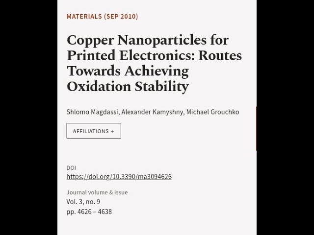 Copper Nanoparticles for Printed Electronics: Routes Towards Achieving Oxidation Stab... | RTCL.TV