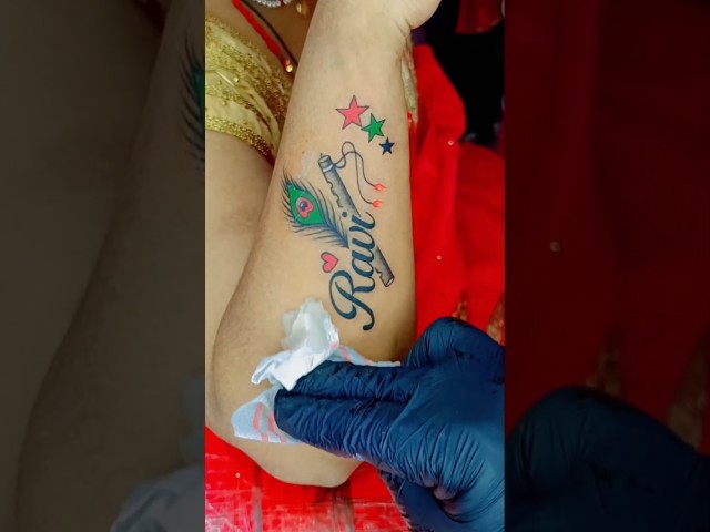 Ravi naam ka tattoo video new #youtubeshorts #viral #trending #newtattoo #viralvideo #shorts