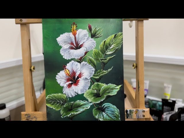 Painting  Beautiful Hibiscus Flowers |  Acrylic Painting Step-by-Step Guide