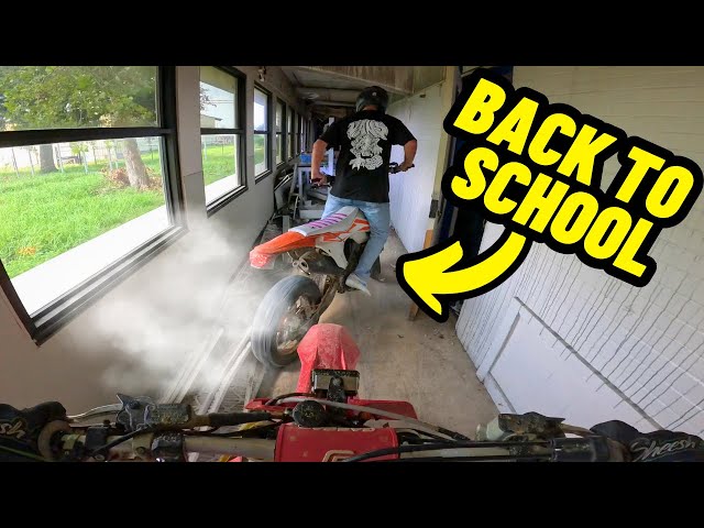 EXPLORING ABANDONED SCHOOL ON MOTORCYCLES (back to school special)