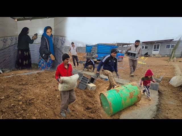 🌨️🏕️Amir and Family: Building Milad's House on a Rainy Day!