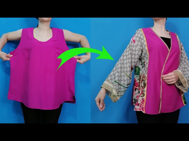 Easy Sewing Ideas , How to Turn an Extra Large Top into a coat !