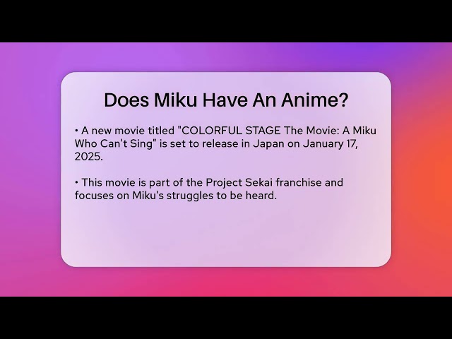 Does Miku Have An Anime? - Japan Past and Present