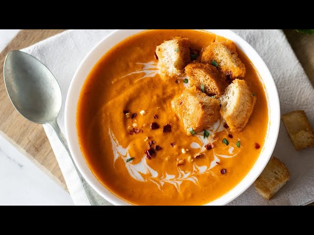 SPICY ROASTED TOMATO SOUP Recipe | Easy Vegetarian and Vegan Meals | Soup Recipes