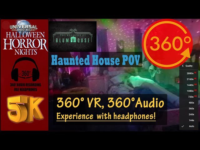 The Horrors of Blumhouse Haunted House - HHN2018, Universal Studios Orlando [5K 360° | 360° Audio]