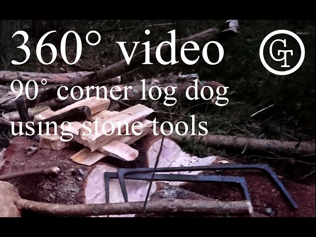 making a 90˚ corner log dog using stone tools