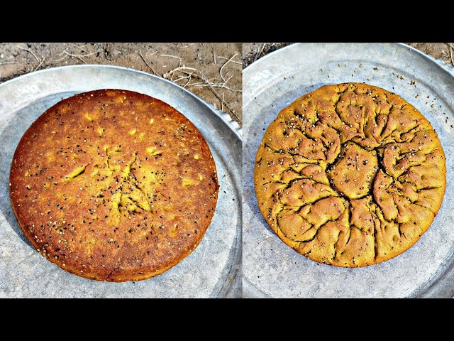 Traditional Village Bread Making: Cooking Naan Qalifi in a Clay Pot Over Fire