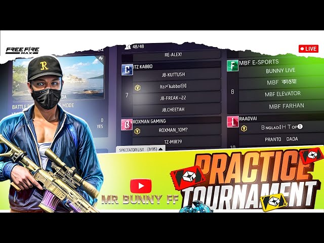 PRACTICE TOURNAMENT FOR SUBSCRIBERS 👍👽 #mrbunnyff #freefirelivestream #freefire  #freefirelive