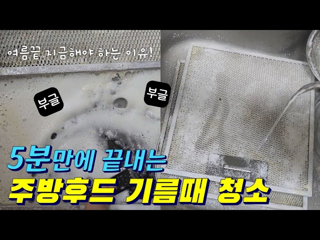 주방후드 기름때 청소방법 필터 세척 싱크대 청소 한번에 싹 | 필터만 청소하지 마세요! 후드팬 안쪽 바닥까지 싹 닦고 건조해요