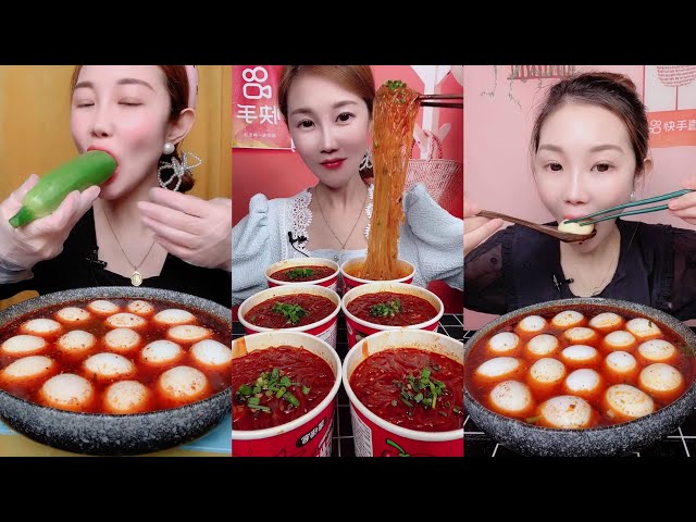 Eating Spicy Noodles and Eggs [Mukbang Show] 먹방 Chinese Foods 매운 국수와 계란을 먹고 吃辣面和鸡蛋