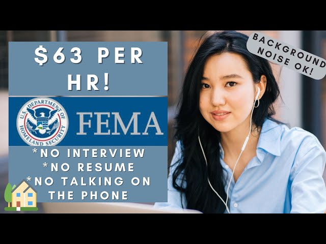 FEMA is Hiring Remote! $63 Per Hour | No Interview No Phone Remote Work From Home Jobs 2024