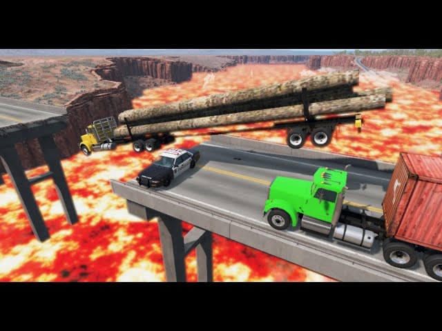 Car and Truck vs Lava | BeamNG.Drive