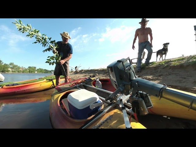 Four kayaks made into two boats