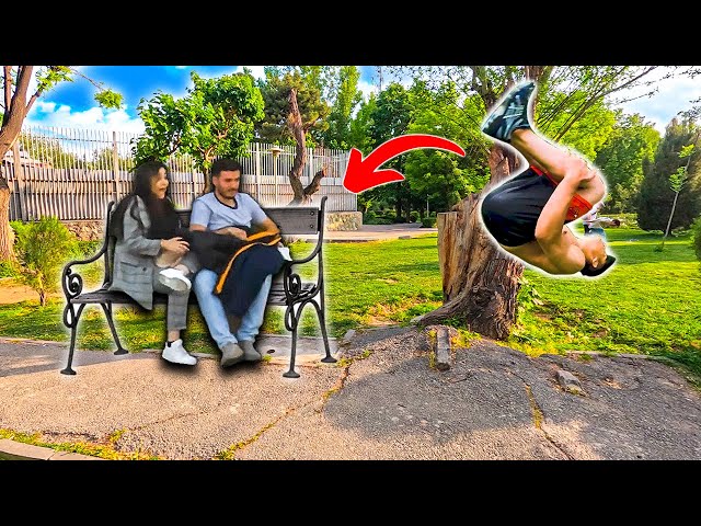 Backflip Prank in Public - دوربین مخفی پرنک پارکور