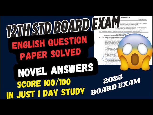 12th std English Novel Class 12 Board Exam Novel Answers Board Exam 2025 Novel questions and answers