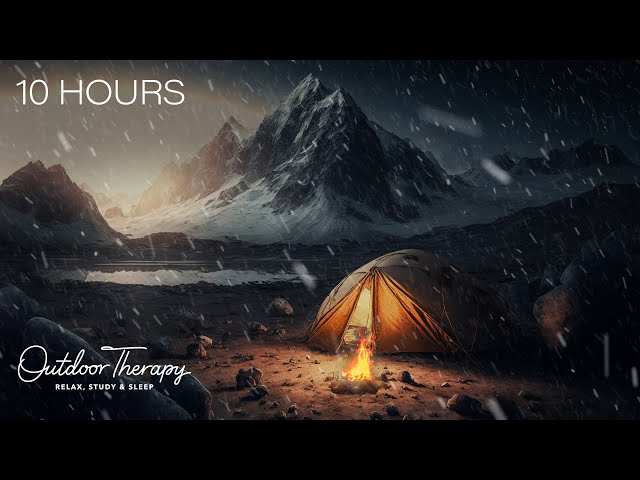 Relaxing Blizzard Fantasy in a Cozy Tent by the Fire for Sleeping | Howling Wind & Blowing Snow