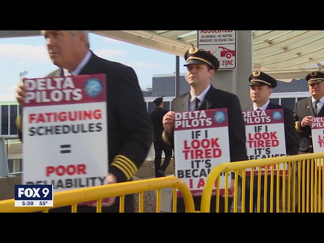 Delta Air Lines pilots picket outside MSP airport to protest overscheduling I KMSP FOX 9