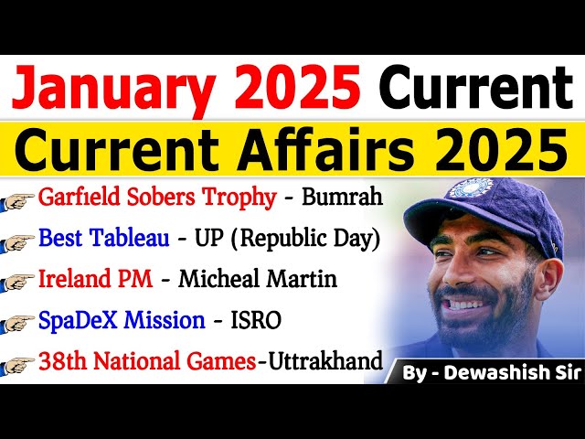 January 2025 Monthly Current Affairs | Current Affairs 2025 | Monthly Current Affair 2025 #current