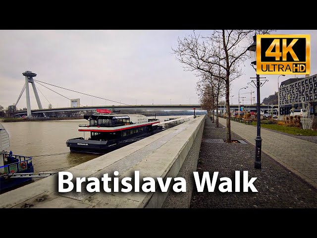 Bratislava River Danube Walk | Eurovea | Centrum | Walking Tour | 4K UHD 3D 360° binaural audio 🎧