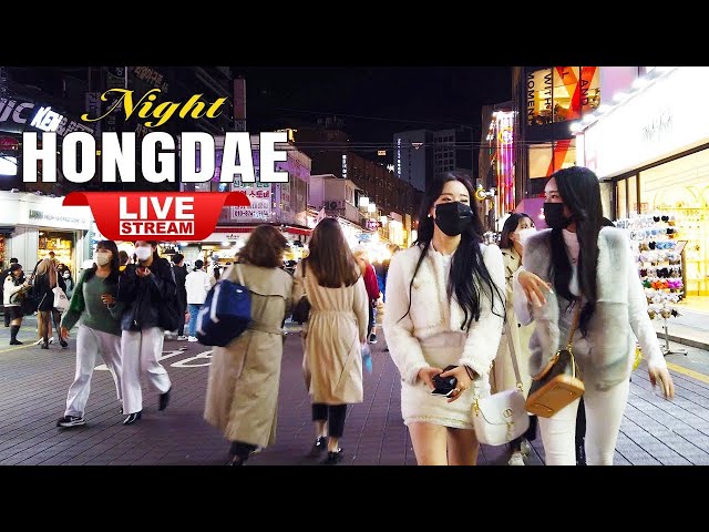 Live Seoul Korea 🔴 Seoul Walk Tour 🔴 Hongdae Night Street Walking Tour | Korean Food Street | ソウルライブ