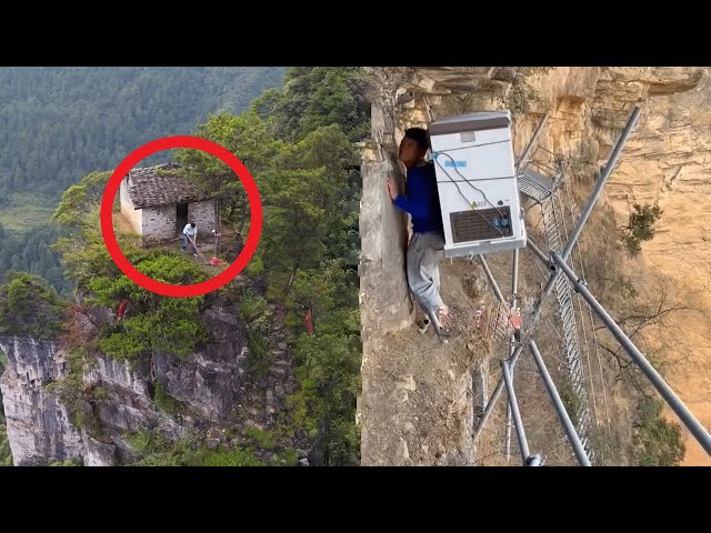 People living on the cliff | Dangerous cliff road | Rural life in China