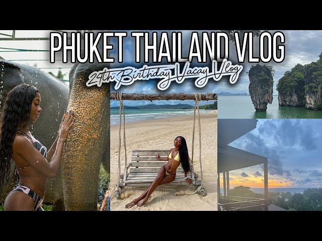 BDAY TRAVEL VLOG Phuket, Thailand 🇹🇭 Fun with Elephants, Island Beach Clubs, Underwater Cave & more!