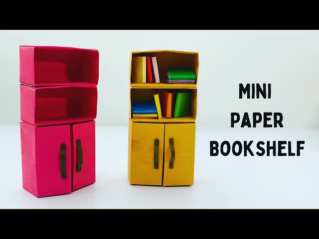 DIY MINI PAPER BOOKSHELF / Paper Crafts Ideas / Paper Craft / Mini Paper Furniture /Doll House Craft