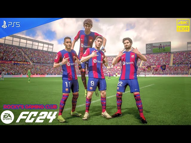 EA FC 24 - FC Barcelona  vs Real Sociedad | 🌟 Ft. Robert Lewandowski | Laliga - 23/24| PS5™ [4K60] |