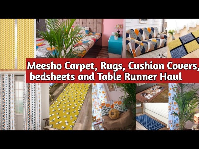 30 plus Meesho products collection of Carpet, Rugs, Cushion Cover, bedsheet and Table Runner Haul