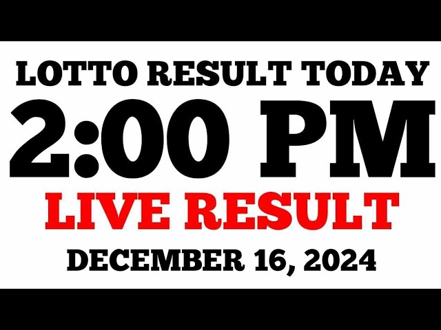 Lotto Result Today 2PM Draw December 16, 2024 PCSO LIVE Result