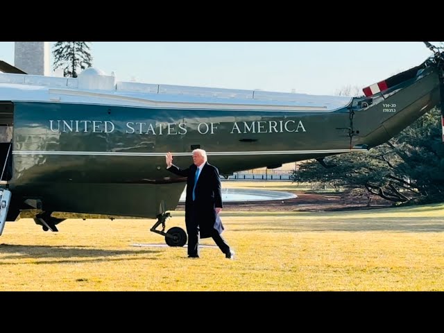 President Trump waves to guests before heading to Mar-a-Lago for the weekend | Feb. 7