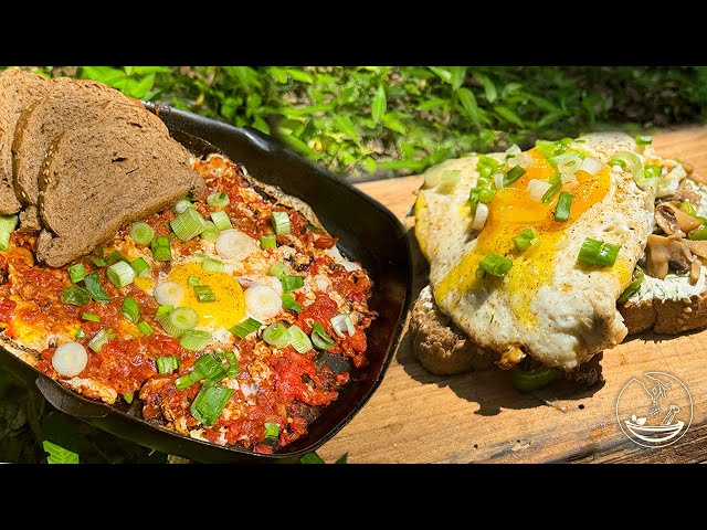 How I Cook 2 Breakfasts in 5 Minutes with grilled tomatoes & special sauce | cooking in nature ASMR