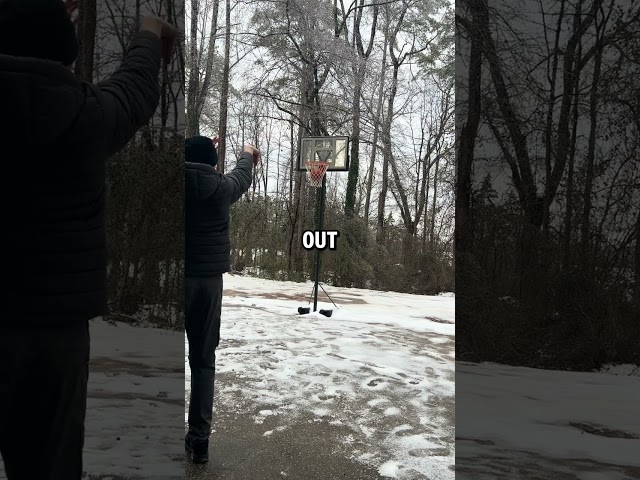 My basketball goal froze #rust #basketball #snow #dunk