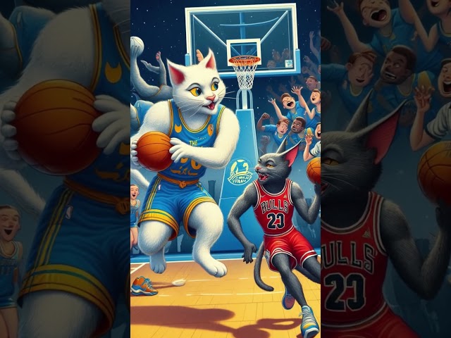 Big cat vs small cat fight for basketball #ai #catcute #aicat #catlover #aiimages #catvideos