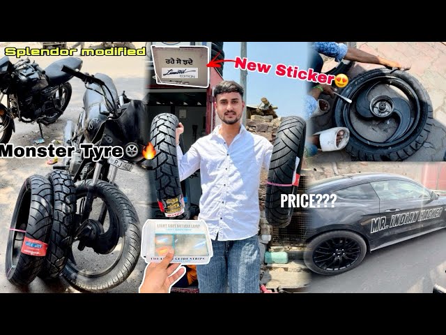 Install new tyre😍 | splendor modified | 110/90/18 big tyre 😱 Price ??? | mr indian hacker car