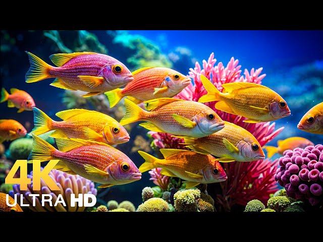 Aquarium 4K VIDEO(ULTRA HD) - Amazing Beautiful Coral Reef Fish - Sleep Relaxing Meditation Music #2