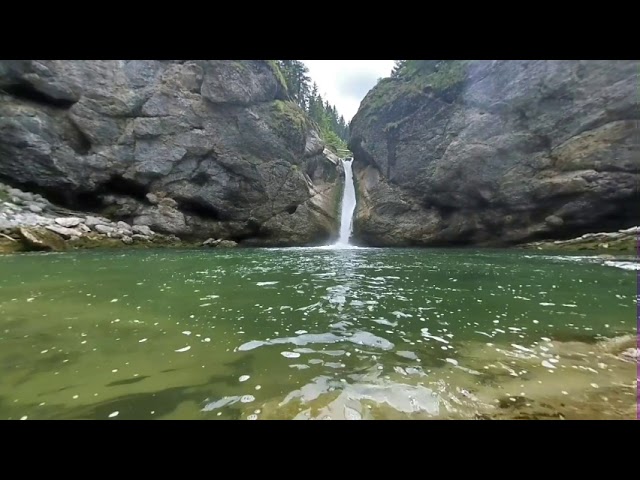 3D VR180 10 Minutes Waterfall Meditation to calm down, nature sound people swimming tiny lake