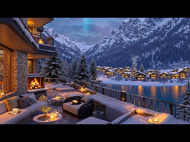 Relaxing Winter Nights ~ Firelit Comfort, Smooth Jazz & Coffee Terrace in the Serenity of the Snowy