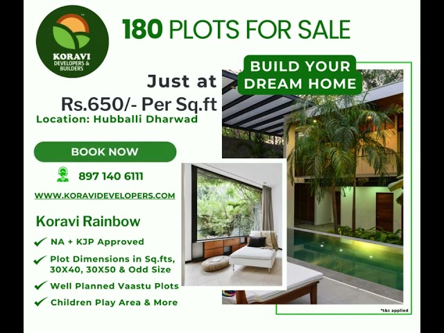 At Hubballi Dharward Plots for Sale at Just Rs.650/- Per Sq.fts with easy no cost EMIs Hurry up