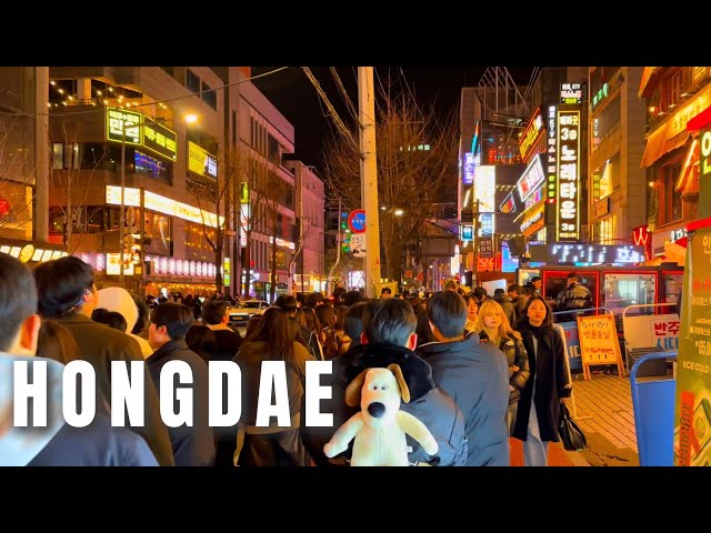 [4K HDR] Seoul Nightlife | Lively Saturday Night in Hongdae | Seoul, South Korea (January 2025)