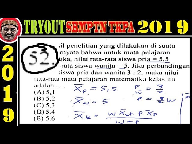 tryout SBMPTN 2019 TKPA , matematika dasar no 52 statistik